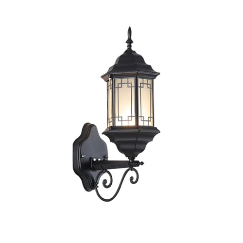 Amerikanische Vintage-Wandleuchten in Schwarz, wasserdichte Glas-Wandleuchte für den Außenbereich, LED, 18,5 Zoll, Wandleuchten, geeignet für Außenbalkon, Balkon, Korridor, Garten, Villa, Au Amerikanische Vintage-Wandleuchten in Schwarz, wasserdichte Glas-Wandleuchte für den Außenbereich, LED, 18,5 Zoll, Wandleuchten, geeignet für Außenbalkon, Balkon, Korridor, Garten, Villa, Au von Generic