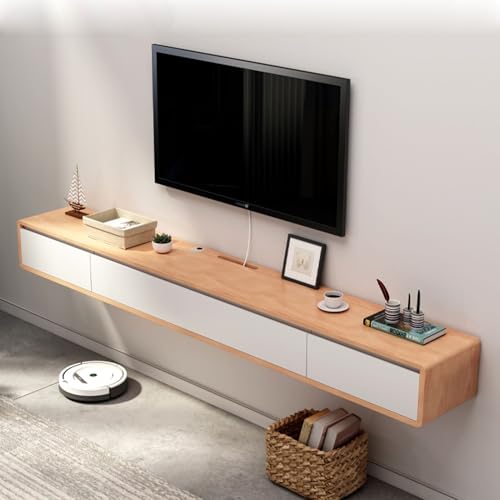 An Der Wand Montierter Einfacher TV-Ständer Mit Schublade Klapptür Wohnzimmer-Multimedia-Center-Schrank(Wood,240 * 18 * 24CM) von Generic