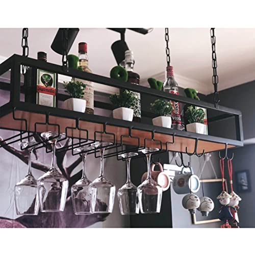 An der Decke montierte Bar-Weinregale mit hängendem Champagnerglashalter Wandeisen Schwebendes Nizer-Regal für große Wohndekorationsdisplays 100x25x22cm An der Decke montierte Bar-Weinregale mit hängendem Champagnerglashalter Wandeisen Schwebendes Nizer-Regal für große Wohndekorationsdisplays 100x25x22cm von Generic