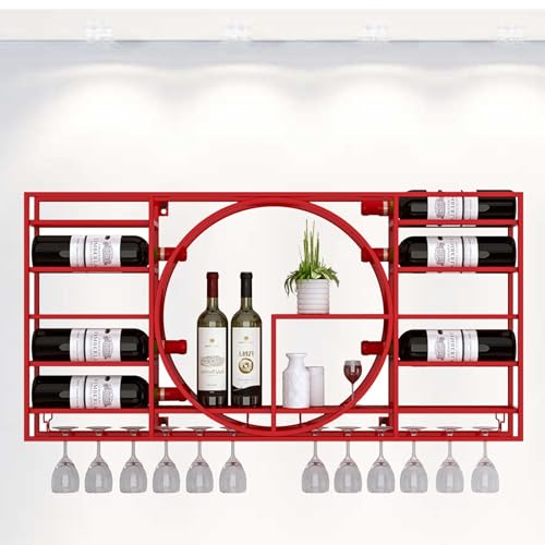 An der Wand montiertes Weinregal, Barregale, Weinregal, Wandmontage, mit hängendem Weinglashalter, Regal, Likörregal, Minibar, Wand-Weinregale für Weinflaschen, Glasregale, Eck-Kaffeebarschr von Generic