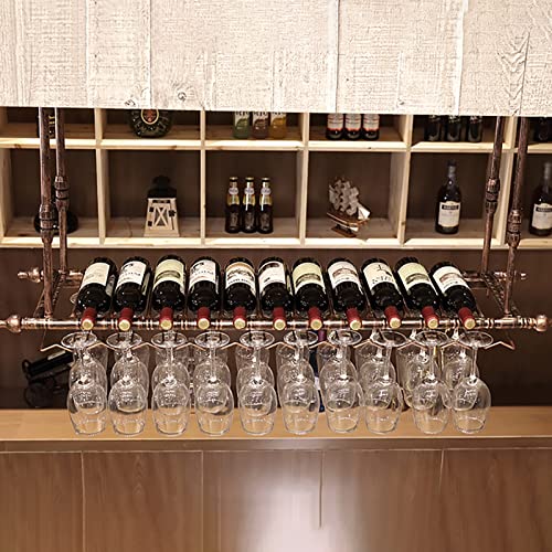 An der Wand montiertes Weinregal unter dem Schrank, hängender Weinflaschenhalter, an der Decke montiertes Weinglas-Lagerregal, Metall-Eisen-Champagnerkelch-Ausstellungshalter/60 x 30 cm von Generic