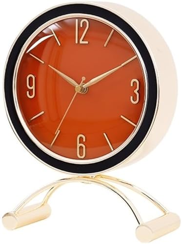 Analoger Wecker, Einfache Schreibtischuhren Mode Wohnzimmer Zuhause Tischuhr Dekorative Tischuhr Stille Desktop-Uhr Nachttisch Dekor, Orange von Generic