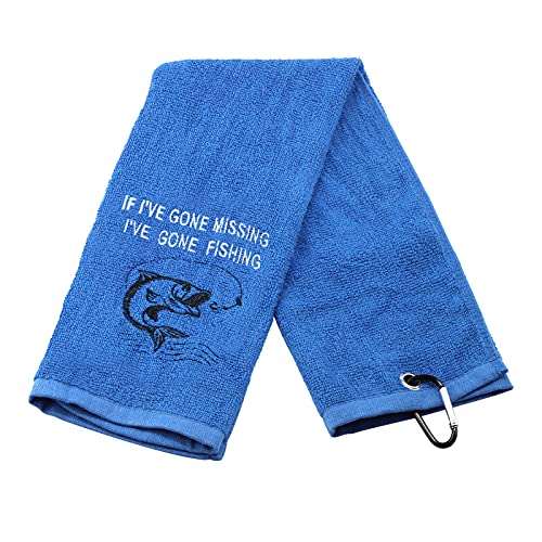 Angelhandtuch, Fischer-Geschenk, besticktes Handtuch mit Clip, Aufschrift "If I've Gone Missing I've Gone Fishing" von Generic