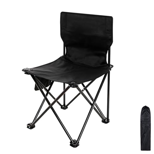 Angelstuhl Faltbar, Tragbarer Campingstuhl Faltbar mit Tragetasche und Seitentaschen, Kein Zusammenbau Erforderlich, für Wandern, Picknick, Strand, Rucksackreisen(Black,Large) von Generic