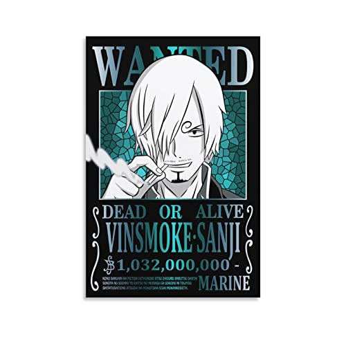 Anime One Piece Wanted Poster Sanji 1 Bild Druck Wandkunst Poster Malerei Leinwand Poster Kunstwerke Zimmer Ästhetisch 40 x 60 cm von Generic