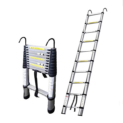 Anlegeleiter Teleskopleiter Ausziehbare Leiter 2M-7M Teleskop-Geradeleiter Faltbare Dachboden-Haushalts-Aluminiumlegierung/mit Haken (Size : Straight Ladder 5.3 m - with von Generic