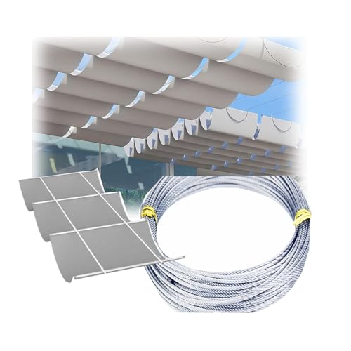 Anpassbare einziehbare Wellen-Überdachung mit Seil-Schiebe-Hardware,Pergola-Schattenabdeckung ，Perfekt als Sonnenschutz for Pergolen/Terrassen im Freien(0.9 * 6m) von Generic
