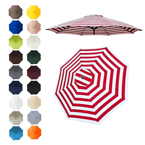 Anti-Ultraviolett-Überdachungsabdeckung Wasserdicht Sonnenschirm Ersatzbezug 6/8 Rippen Terrassenschirm Bespannung Stoffbezug Marktschirm Ersatzabdeckung Für Patioschirm(Red and white,6 Ribs-200cm) von Generic