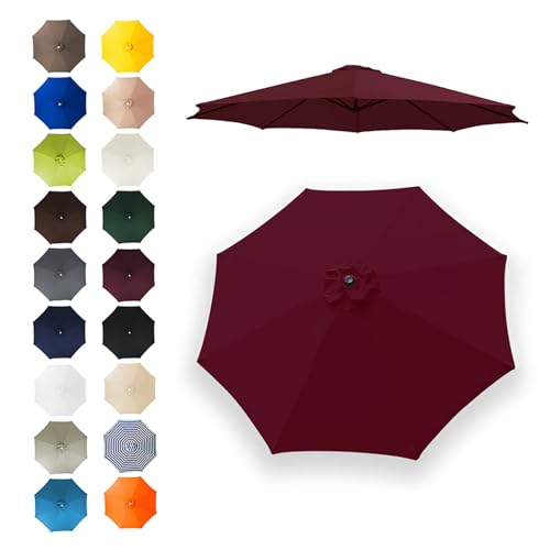 Anti-Ultraviolett-Überdachungsabdeckung Wasserdicht Sonnenschirm Ersatzbezug 6/8 Rippen Terrassenschirm Bespannung Stoffbezug Marktschirm Ersatzabdeckung Für Patioschirm(Wine red,6 Ribs-250cm) von Generic