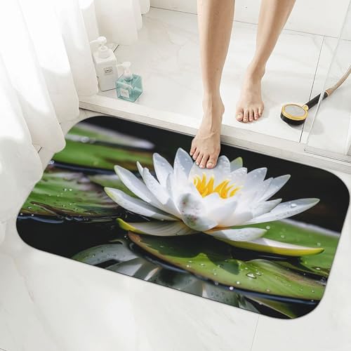 Antibakterielle Türmatte Weiße Seerose, Schmutzfangmatte, Haushalt, Garten, Innen, weicher Badvorleger 40X60cm von Generic