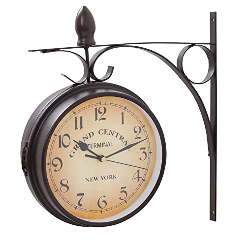 Antike Gartenuhr – doppelseitige wasserdichte Uhr, nicht tickend, Wanduhr, mit Halterung für drinnen und draußen von Generic