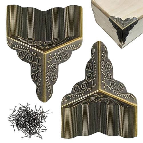 Antike Staub-Ecken Treppen - 100 Stück Eckenschutz Dekorative Metall Kantenschutzabdeckungen | Robuste Beschichtung im Antik-Look mit aufwendigem Design, RAC von Generic