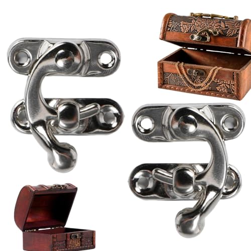 Antiker Haken-Haspe - 2 Stück Retro-Antik-Box-Trigger-Verschluss | Winziger Hasp-Riegel, Vintage-Stil linker und rechter Hakenverschluss für Koffer-Schmuckschatulle, Werkzeugkasten oder Koffer von Generic