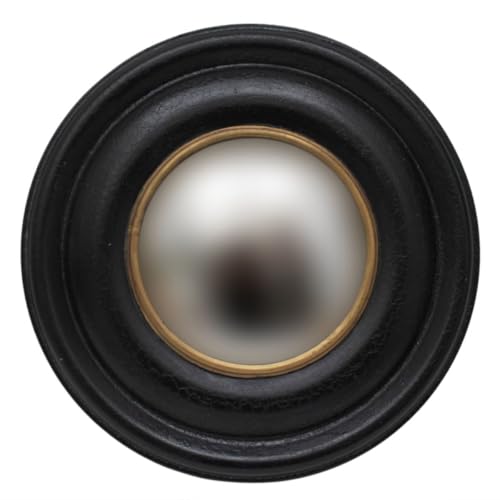 Antiker Wandspiegel, schwarzer Rahmen mit goldenem Rand, antike Patina, Hexenspiegel oder konvex, schöne Verarbeitung, Durchmesser: 20 cm Antiker Wandspiegel, schwarzer Rahmen mit goldenem Rand, antike Patina, Hexenspiegel oder konvex, schöne Verarbeitung, Durchmesser: 20 cm von Generic