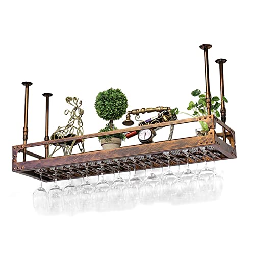 Antikes Decke Weinregal Pflanze Blume Dekoration Schwebendes Gestell Hängend, verstellbare Höhe, Wandbehang Display Rack Küche Bar Innenbalkon Dekoration Gestell (Farbe: Bronze, SI Antikes Decke Weinregal Pflanze Blume Dekoration Schwebendes Gestell Hängend, verstellbare Höhe, Wandbehang Display Rack Küche Bar Innenbalkon Dekoration Gestell (Farbe: Bronze, SI von Generic