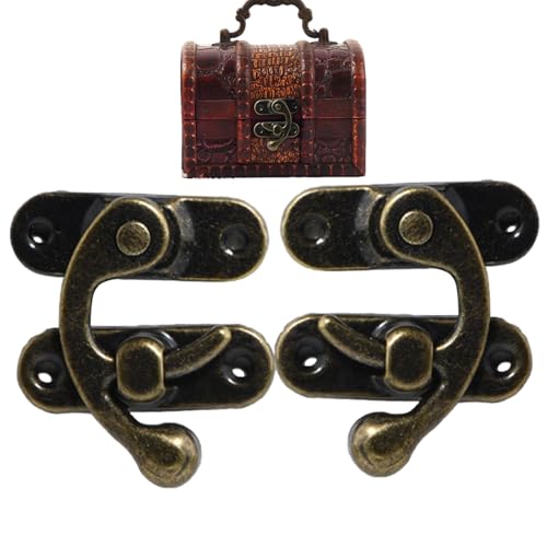 Antikes Hakenschloss – 2 Stück antike Retro-Box | Hakenriegel links und rechts im Vintage-Stil für Juweliere, Werkzeugkasten oder Koffer von Generic