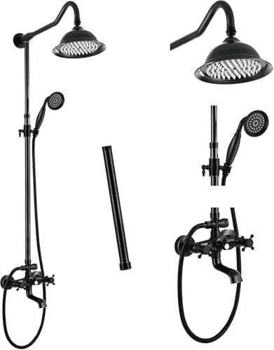 Antikes Messing-duscharmaturen-Set Mit Handsprüher Und Wannenauslauf 12-Zoll-verlängerungsrohr Inklusive Badezimmer 8-Zoll-regenduschkopfsystem Wandhalterung 3 Funktionen, Oil Rubbed Bronze Antikes Messing-duscharmaturen-Set Mit Handsprüher Und Wannenauslauf 12-Zoll-verlängerungsrohr Inklusive Badezimmer 8-Zoll-regenduschkopfsystem Wandhalterung 3 Funktionen, Oil Rubbed Bronze von Generic