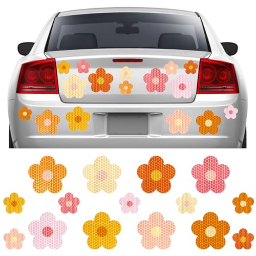 AnyDesign Auto-Magnete, Boho-Blume, reflektierend, Retro, groovige Blume, bunt, wasserdicht, Garage, Magnet-Aufkleber, abnehmbar, für Frühling, Auto, Kühlschrank, Briefkasten, Küche, Schrank, von Generic