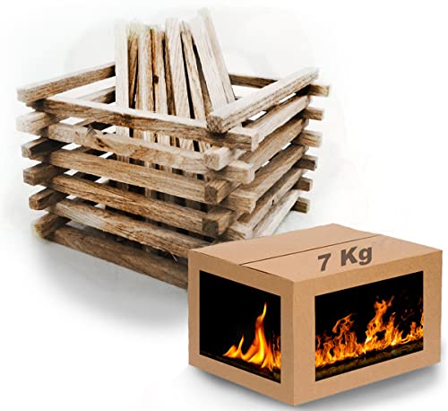 Anzündholz Anmachholz Basteln Holz 7 Kg 1 Karton Scheitlänge 16 cm, Feuerholz für Kaminofen, Grill., U-8x21-37 von Generic