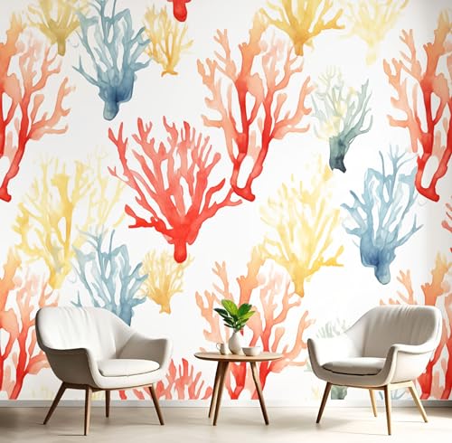 Aquarell Koralle Tapete Selbstklebende Tapete Meerestiere Mustertapete Gemischte Farben Tapeten Wohnzimmer Muster Möbelfolie Schlafzimmer Flur Wand Dekoration 350×256Cm Aquarell Koralle Tapete Selbstklebende Tapete Meerestiere Mustertapete Gemischte Farben Tapeten Wohnzimmer Muster Möbelfolie Schlafzimmer Flur Wand Dekoration 350×256Cm von Generic