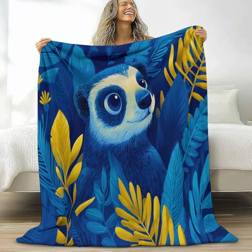 Aquarell Pflanzen Tier Blätter Kinderdecke Weiche Plüsch Sherpa Decke 180 x 220 cm, Stahlblau Überwurfdecke für Jungen Mädchen Schlafzimmer Dekor Decke Bedruckt weiche Plüschdecke von Generic