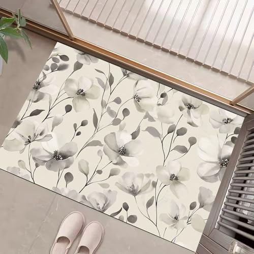 Aquarellblumen Fußmatten – Einfaches Design rutschfeste, Waschbare, Strapazierfähige Türmatte Für Haustüren, Flur, Büro – Hellgrau 40 X 60 Cmweich Und Bequem – Ideal Für Innen von Generic