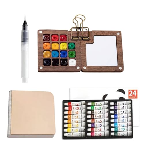Aquarellfarben-Set im Taschenformat | tragbares Reise-Aquarell-Set – Taschen-Paletten-Set mit 24 Farben, für Maler, Künstler, Studenten von Generic