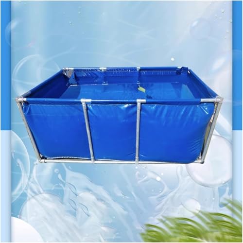 Aquarium Pool PVC Canvas Teiche Mit Ablassventil, Outdoor Fischteich Temporärer Haltetank Für Salzwasserfische, Wasserspeicherpool Für Koi Fisch Schildkröten Schwimmen, Blue, 2x5x1m von Generic