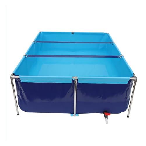 Aquarium-Poolteich, Pool über dem Boden, Fischteich aus Segeltuch, Rahmenschwimmbecken, Fischteich mit Ablassventil/Stahlhalterung, Außenplanenpool 1/2/3 m(3 * 1 * 0.6m) von Generic