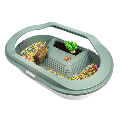 Aquarium für Schildkröten – Käfig für Schildkröten | Plattform zum Sonnenbaden mit Drainage Boden und transparentem Deckel für Pagura-Krebse und kleine Reptilien von Generic