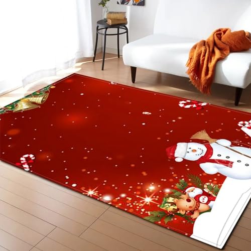 Area Wohnzimmerteppich Schlafzimmerteppich Frohe Weihnachten Cartoon Weihnachtsmann Teppich 3D-Gedruckter Flauschiger Flanellteppich - Polyester-Soft-Touch, Leicht Zu Reinigen 60 X 120 Cm -2C2A+R6U2-6 von Generic