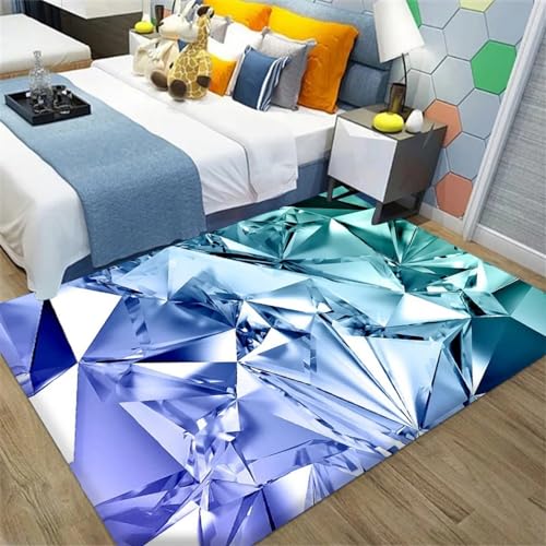 Area Wohnzimmerteppich Schlafzimmerteppich Rautenmuster Teppich 3D-Gedruckter Flauschiger Flanellteppich - Polyester-Soft-Touch, Leicht Zu Reinigen, Schmutzabweisend 90 X 150 cm -8160100030 von Generic