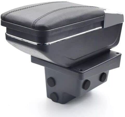 Armlehne Auto Mittelarmlehne Mittelkonsole Organizer Konsole Armlehnenbox Schwarz Leder Ablagefach 3D Drehbar Schiebeverdeck Getrankehalter Aschenbecher Kompatibel mit VW Tiguan 2009 – 2017 von Generic