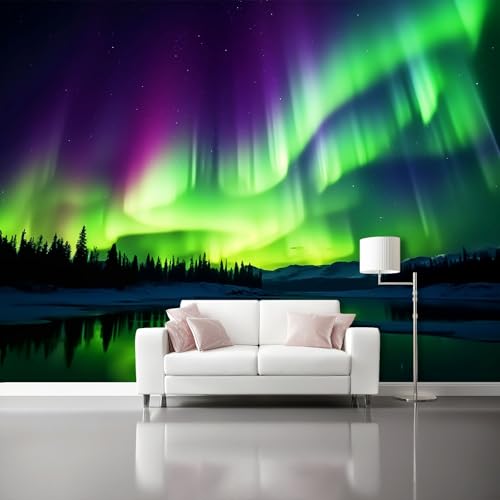 Art Fototapete Aurora Borealis Seeoberfläche Art Mauer VliesTapete 400 x 280 cm, Wandtapete Natürlicher Stil Wanddeko Wand Wohnzimmer Schlafzimmer Wohnung Wandbilder, Grün Lila Art Fototapete Aurora Borealis Seeoberfläche Art Mauer VliesTapete 400 x 280 cm, Wandtapete Natürlicher Stil Wanddeko Wand Wohnzimmer Schlafzimmer Wohnung Wandbilder, Grün Lila von Generic