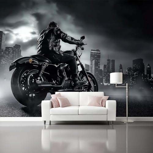 Art Fototapete Motorradmuster Art Mauer VliesTapete 400 x 280 cm, Wandtapete Moderner Urbaner Stil Wanddeko Wand Wohnzimmer Schlafzimmer Wohnung Wandbilder, Schwarz Art Fototapete Motorradmuster Art Mauer VliesTapete 400 x 280 cm, Wandtapete Moderner Urbaner Stil Wanddeko Wand Wohnzimmer Schlafzimmer Wohnung Wandbilder, Schwarz von Generic