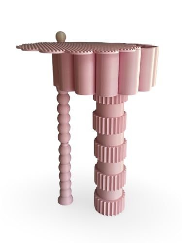 Artemida Design Furniture, Moderner Beistelltisch mit Behälter, Rosa Matt, Floral Design, Modulare Bauweise, Nachtschrank, Beistelltisch von Generic