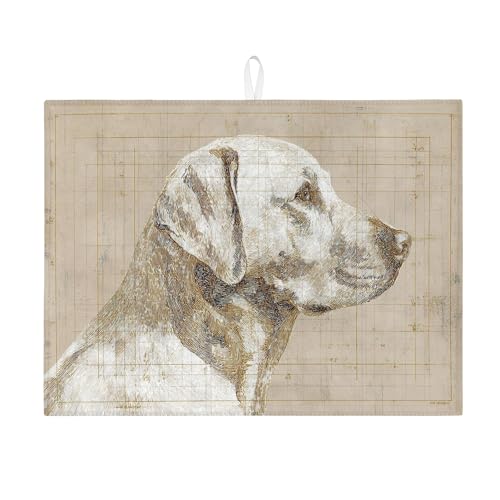 Artistic Hunde-Abtropfmatte für Küchentheke, Vintage-Hundeporträt, saugfähiges Abtropfgestell, rustikale Mikrofaser-Abtropfmatte für Heimdekoration, 45,7 x 61 cm Artistic Hunde-Abtropfmatte für Küchentheke, Vintage-Hundeporträt, saugfähiges Abtropfgestell, rustikale Mikrofaser-Abtropfmatte für Heimdekoration, 45,7 x 61 cm von Generic
