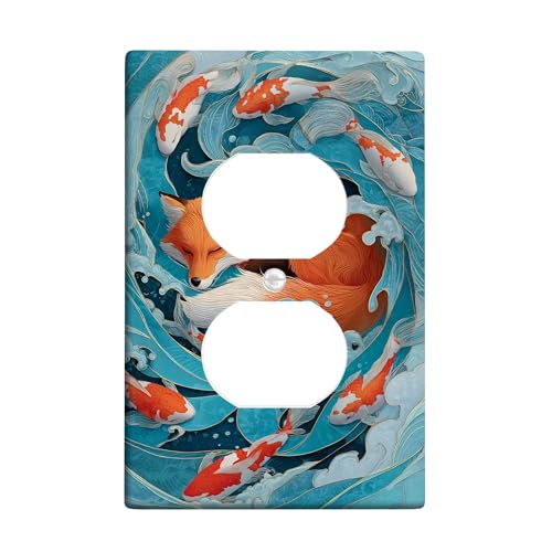 Artistic Lichtschalter-Abdeckplatte Fuchs und Karpfenfisch, aquablaues Ozean-Thema für Heimdekoration, thermoplastische Wandplatten, Standardgröße, Einzel-Duplex-Steckdose Artistic Lichtschalter-Abdeckplatte Fuchs und Karpfenfisch, aquablaues Ozean-Thema für Heimdekoration, thermoplastische Wandplatten, Standardgröße, Einzel-Duplex-Steckdose von Generic