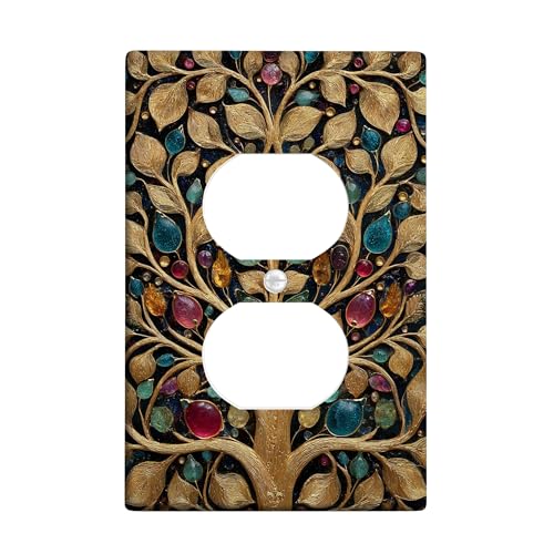 Artistic Tree Lichtschalter-Abdeckplatten/Steckdosenabdeckungen, buntes dekoratives Design für Heimdekoration, thermoplastische Wandplatten, Standardgröße, Einzel-Duplex-Steckdose Artistic Tree Lichtschalter-Abdeckplatten/Steckdosenabdeckungen, buntes dekoratives Design für Heimdekoration, thermoplastische Wandplatten, Standardgröße, Einzel-Duplex-Steckdose von Generic