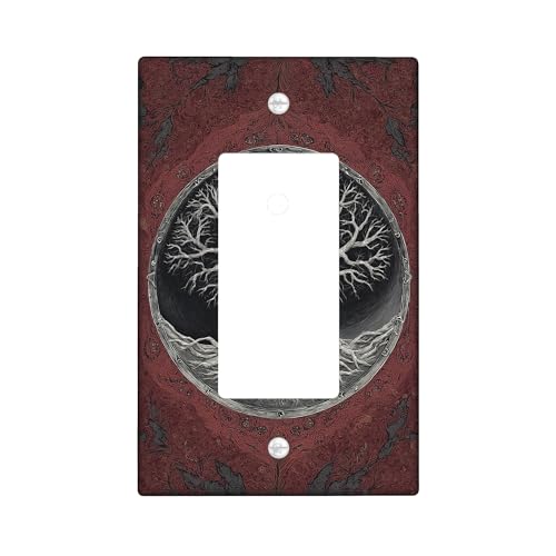 Artistic Tree Lichtschalter-Abdeckplatten / Steckdosenabdeckungen, rustikales rotes Lebensbaum-Design für Heimdekoration, thermoplastische Wandplatten, Standardgröße, Einzelwippe von Generic