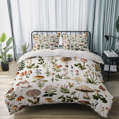 Atmungsaktiv Bettwäsche 135 x 200 cm, Pflanzen Pilze Und Wildblumen Muster Weiche Microfaser Bettbezug, Farbecht cremefarben Wendebettbezug für Mädchen Kinder Zimmer Atmungsaktiv Bettwäsche 135 x 200 cm, Pflanzen Pilze Und Wildblumen Muster Weiche Microfaser Bettbezug, Farbecht cremefarben Wendebettbezug für Mädchen Kinder Zimmer von Generic