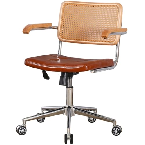 Atmungsaktiver, Gewebter Rattan-Sommer-Bürostuhl, Bequem – Leicht Zu Reinigender PU-Leder-Chefsitz, Einfache Montage(Orange red) von Generic