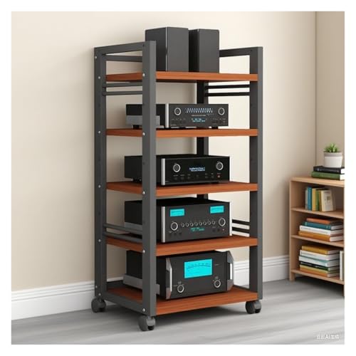 Audio Rack HiFi Regal 5-lagiges Regal for Audiogeräte, Eck-Medienständer, CD-Player-Halter Fürs Büro, Unterhaltungsständer Im Modernen Stil(A) von Generic