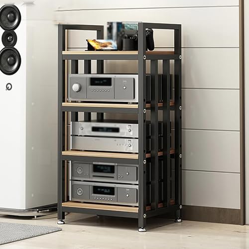 Audio Schrank Racks Ständer Rackschrank 3/4-stufiger AV-Medienständer Eckregal Plattenspieler Holz-Stereoschrank Eck-TV-Ständer Rack Tower - Visuelle Regale mit höhenverstellbaren Regalen Co von Generic