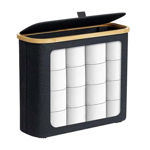 Aufbewahrung für Toilettenpapier – Organizer für 12 Toilettenpapierrollen, großer Behälter mit Deckel für Badezimmer, Eckregal, Schrank – Eckregal für Bodenmöbel von Generic