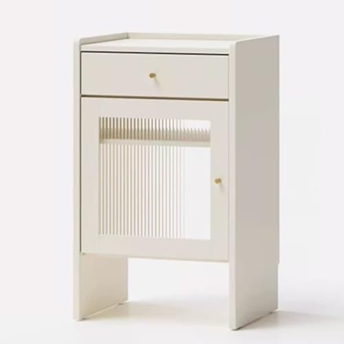 Aufbewahrungsschrank for Kehrroboter Eck-Holz-Organizer-Ständer Freistehend 2 Türen Mit Unsichtbaren Rollen und Schubladen Organizer Ständer for Roboter(White) von Generic