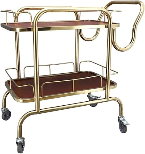 Aufbewahrungswagen, Barwagen aus Holz und Metall im Industriestil für die Küche zu Hause oder im Hotel, 2-stöckiger Servierwagen mit viel Stauraum Aufbewahrungswagen, Barwagen aus Holz und Metall im Industriestil für die Küche zu Hause oder im Hotel, 2-stöckiger Servierwagen mit viel Stauraum von Generic
