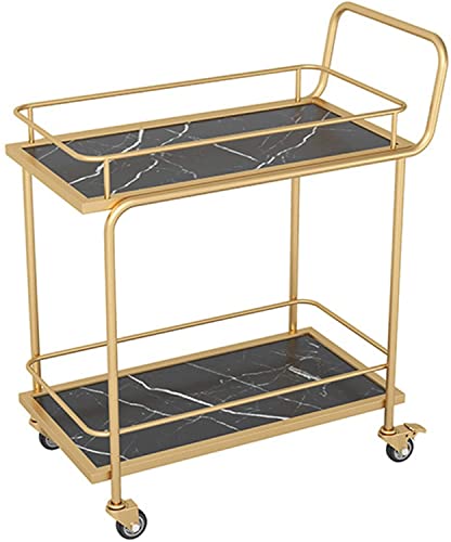 Aufbewahrungswagen, moderner Barwagen aus schwarzem Metall mit Rädern für Küche und Wohnzimmer, robust, mit 2 Ebenen, Mehrzweck-Servierwagen und Gestell Aufbewahrungswagen, moderner Barwagen aus schwarzem Metall mit Rädern für Küche und Wohnzimmer, robust, mit 2 Ebenen, Mehrzweck-Servierwagen und Gestell von Generic
