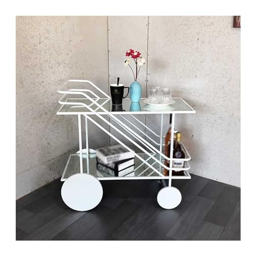 Aufbewahrungswagen, moderner Barwagen mit 2 Glasablagen zur Kaffee-/Weinaufbewahrung, Servierwagen aus Metall auf Rädern für Zuhause oder das Büro Aufbewahrungswagen, moderner Barwagen mit 2 Glasablagen zur Kaffee-/Weinaufbewahrung, Servierwagen aus Metall auf Rädern für Zuhause oder das Büro von Generic