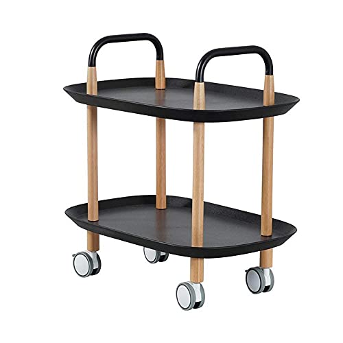 Aufbewahrungswagen für die Küche, Küchenwagen mit Ablagefach, 2-stufiges Allzweck-Mini-Aufbewahrungsregal (Schwarz 57,5 x 37 x 59 cm) (Schwarz 57,5 x 37 x 59 cm) von Generic